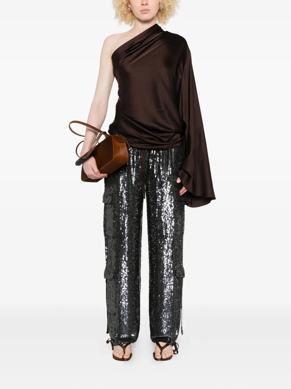 P.A.R.O.S.H. sequin-embellished pocket trousers Bruin