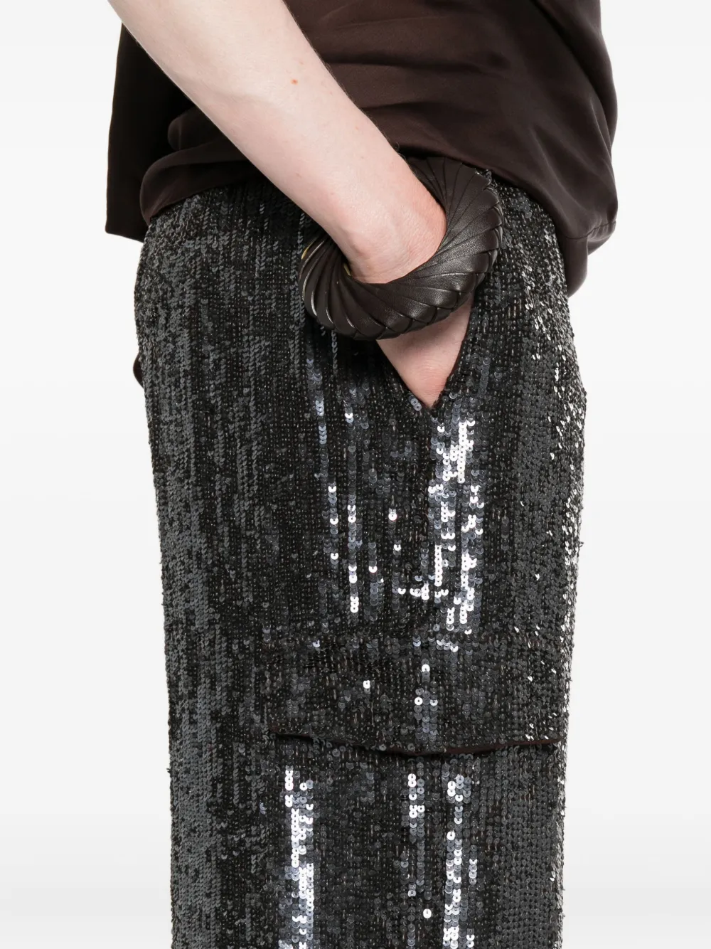 P.A.R.O.S.H. sequin-embellished pocket trousers Bruin