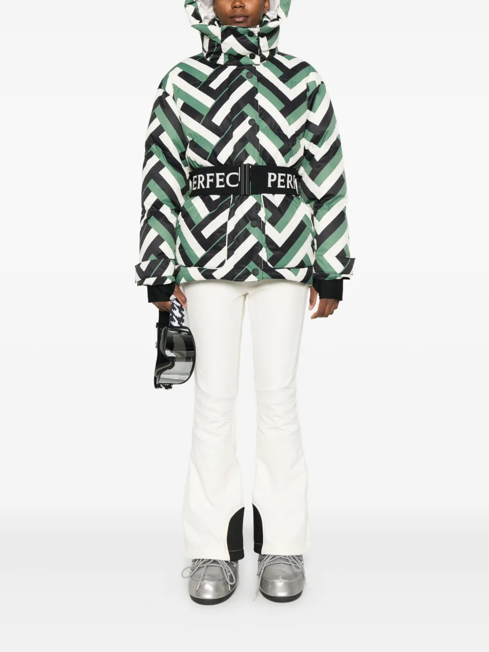 Perfect Moment Stadium Cortina Green/White jack - Wit