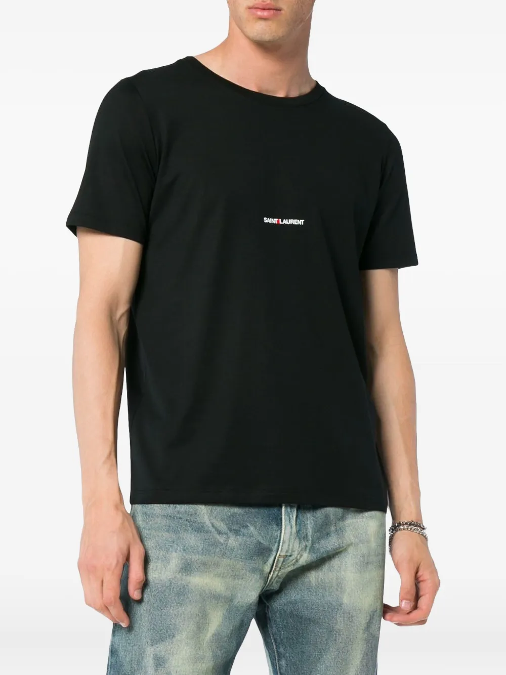 Saint Laurent logo-print cotton t-shirt - Zwart