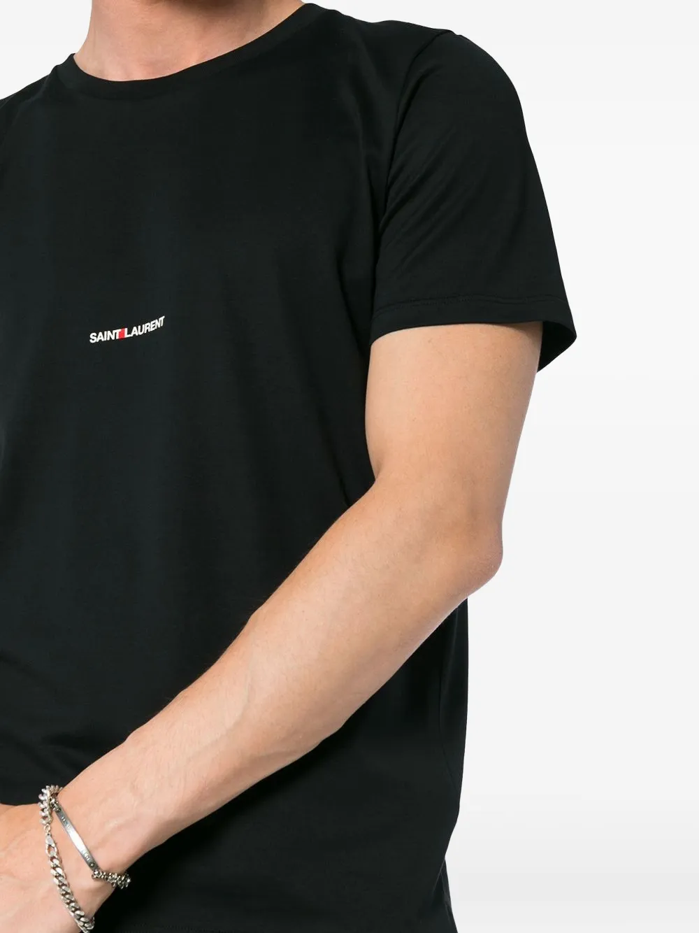Saint Laurent Katoenen T-shirt met logoprint Zwart