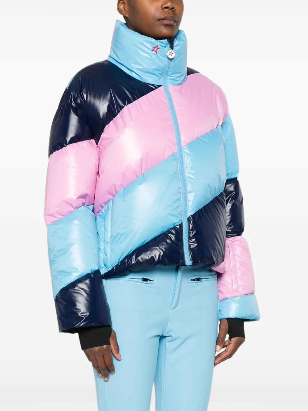 Perfect Moment Mojo Striped Down Ski Jacket In Multi