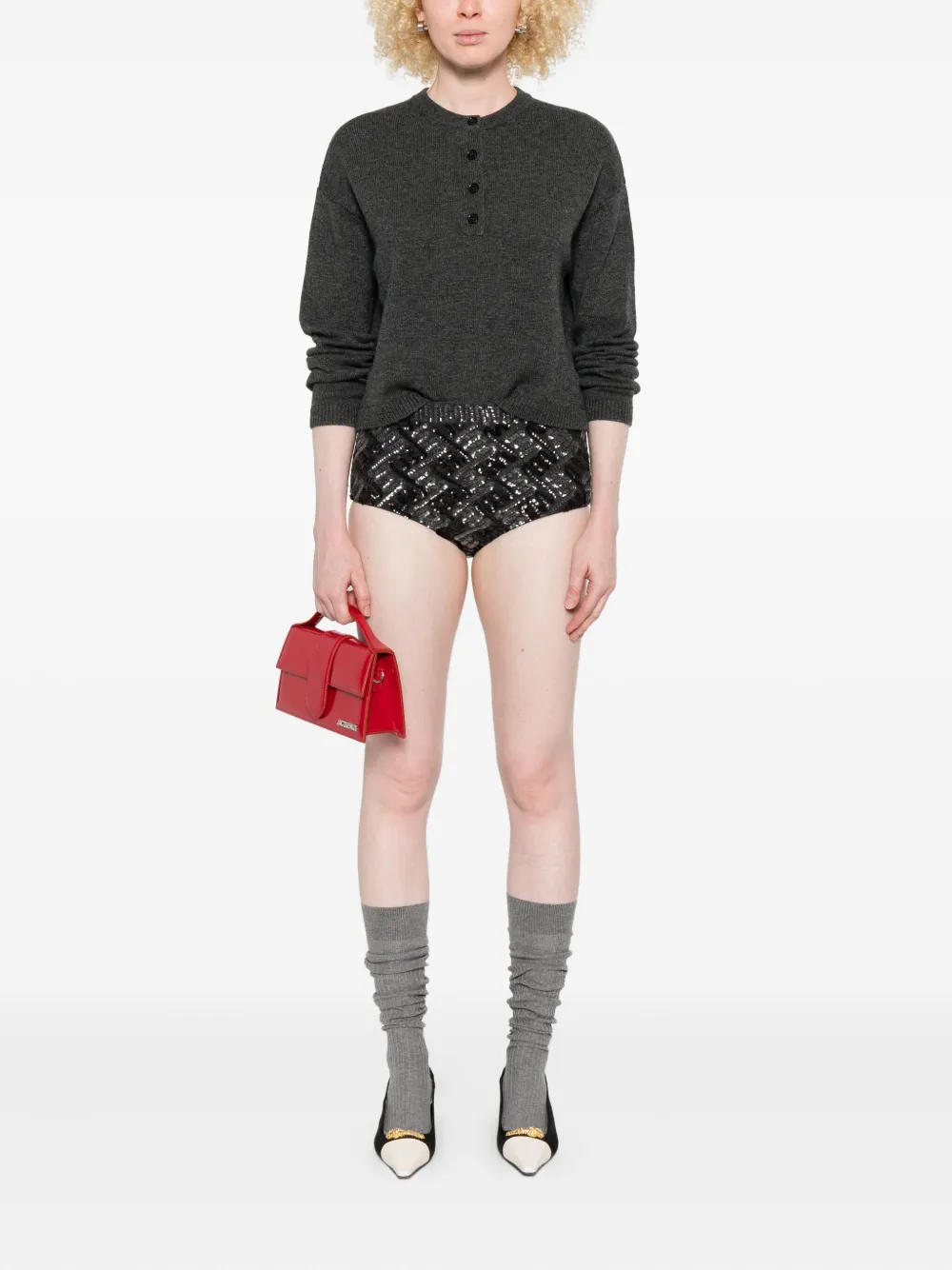 P.A.R.O.S.H. patterned sequin-embellished mini shorts Grijs