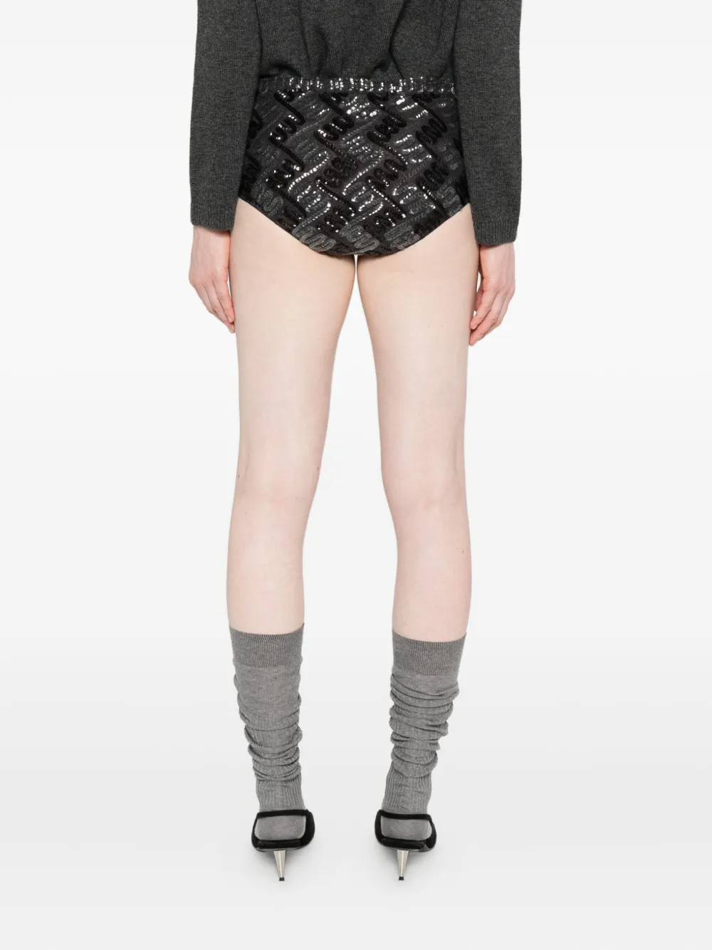 P.A.R.O.S.H. patterned sequin-embellished mini shorts Grijs