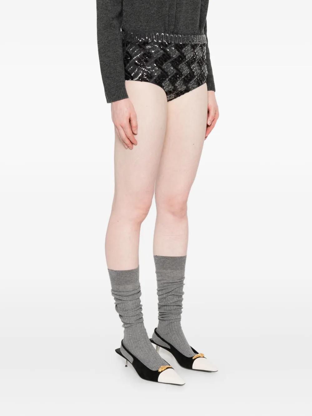 P.A.R.O.S.H. patterned sequin-embellished mini shorts Grijs