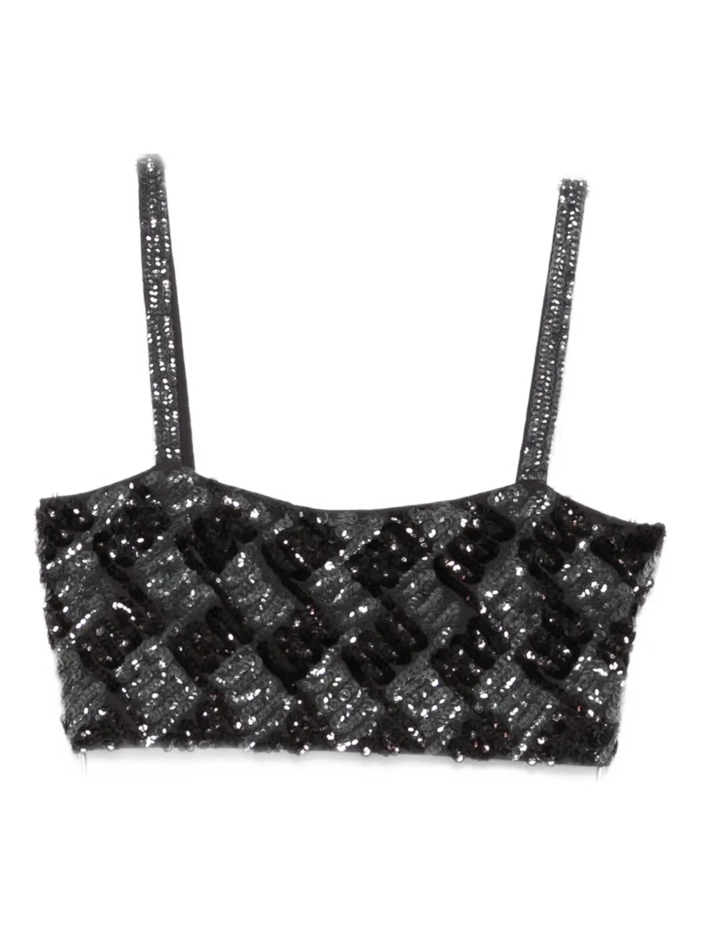 P.a.r.o.s.h Geometric Sequin Top In Gray