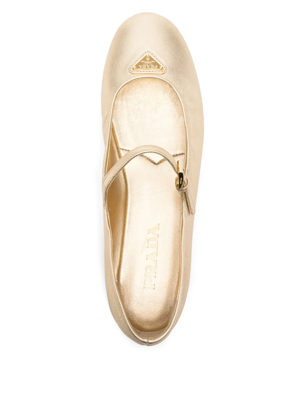 Pre-owned Prada Metallic-effect Ballet Flats In Gold