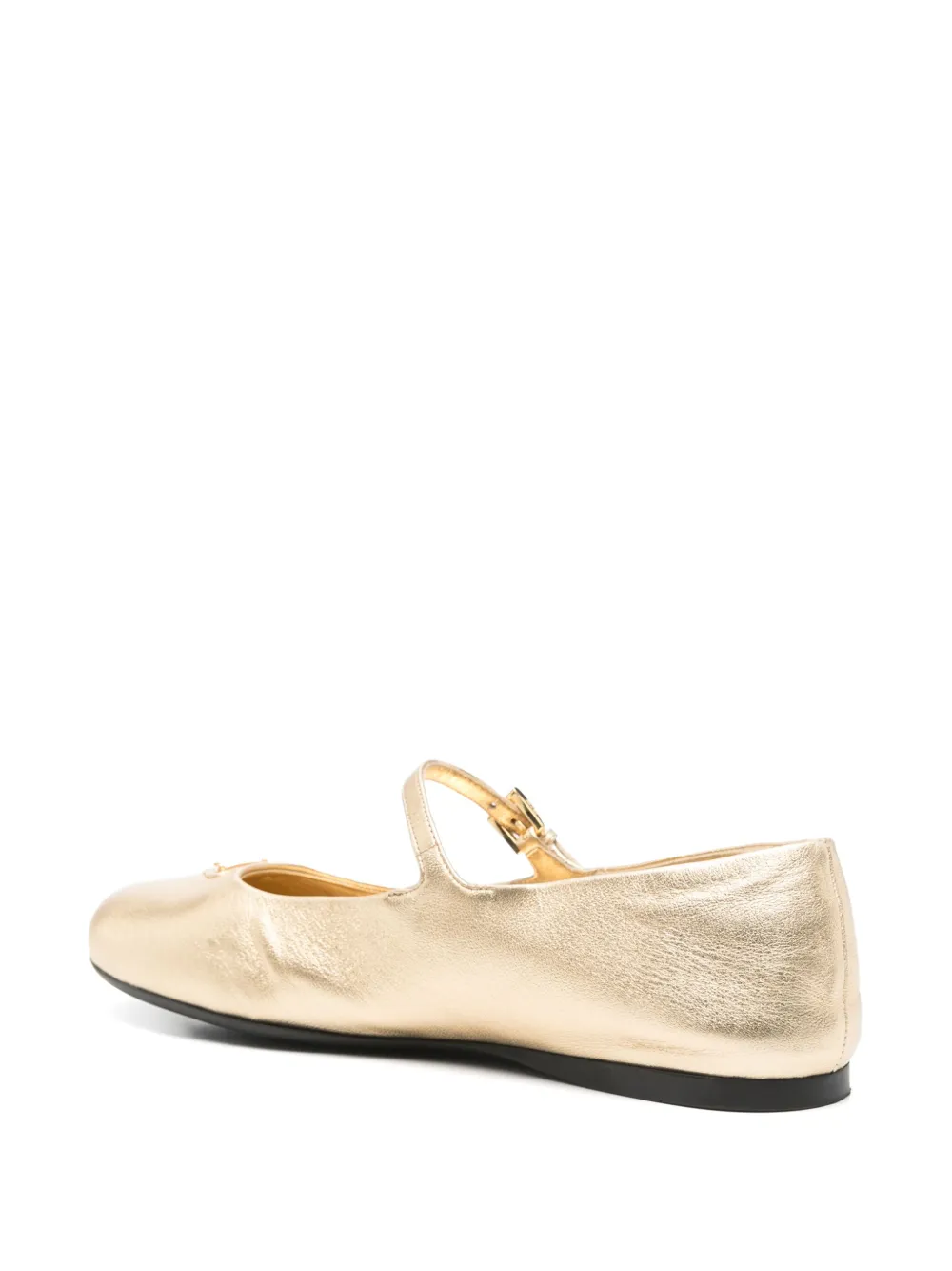Pre-owned Prada Metallic-effect Ballet Flats In Gold