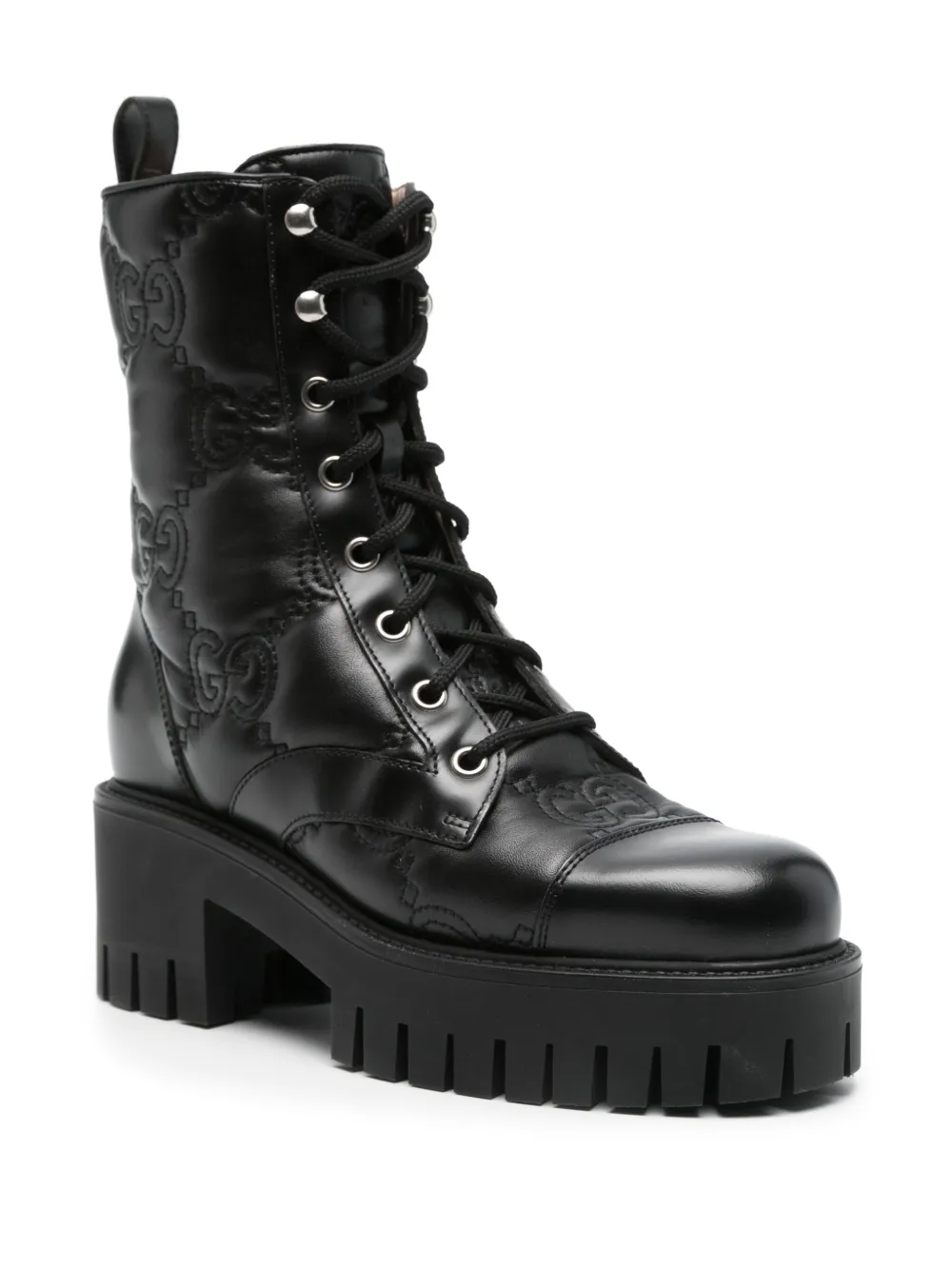 Gucci Pre-Owned 30 mm gewatteerde combat boots - Zwart