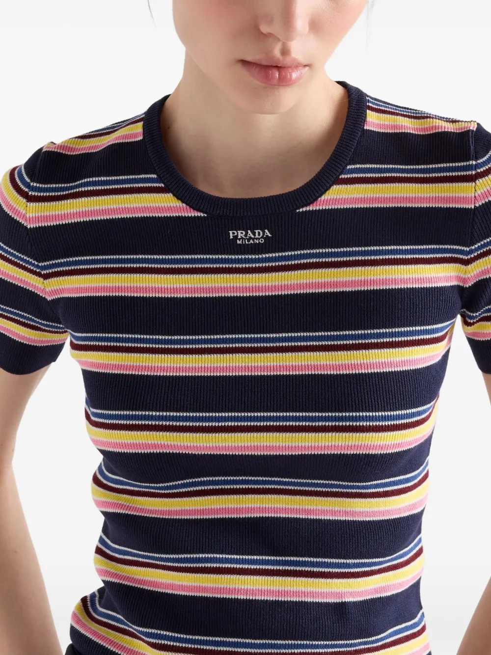 Prada Gestreept T-shirt Blauw