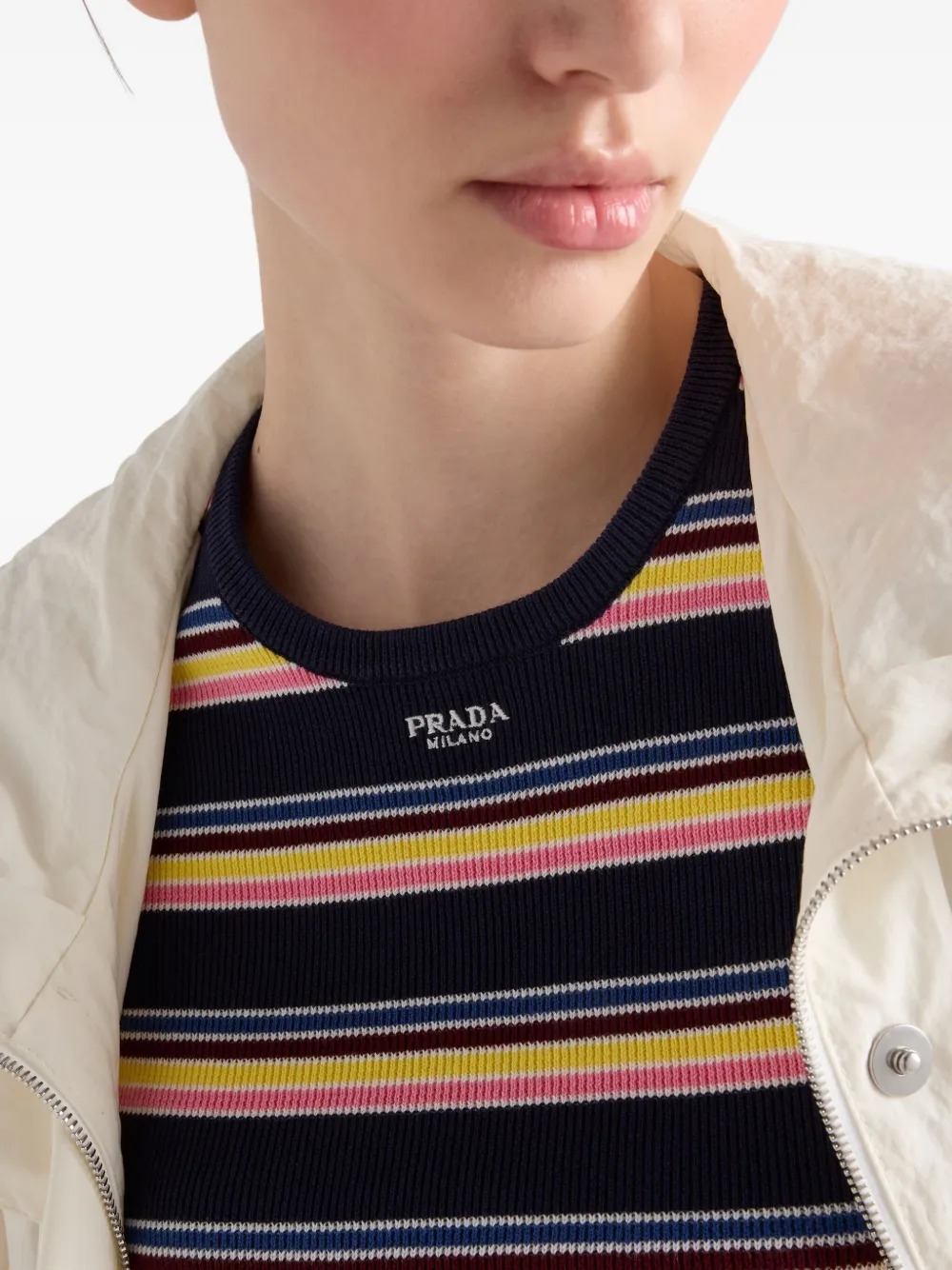 Prada Gestreept T-shirt Blauw