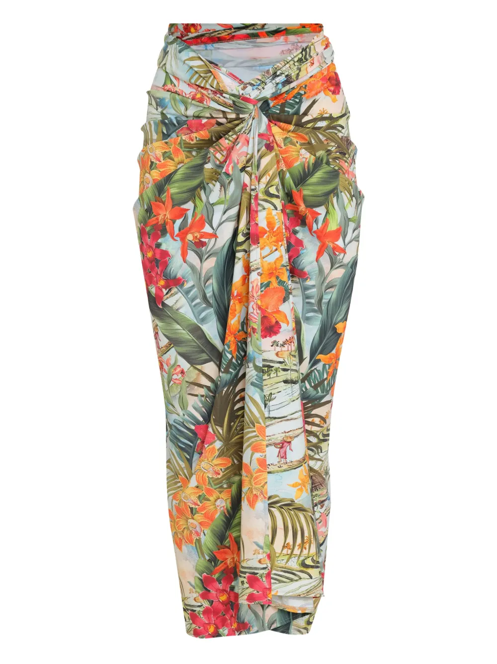 Lygia & Nanny Wikkelrok met bloemenprint Groen
