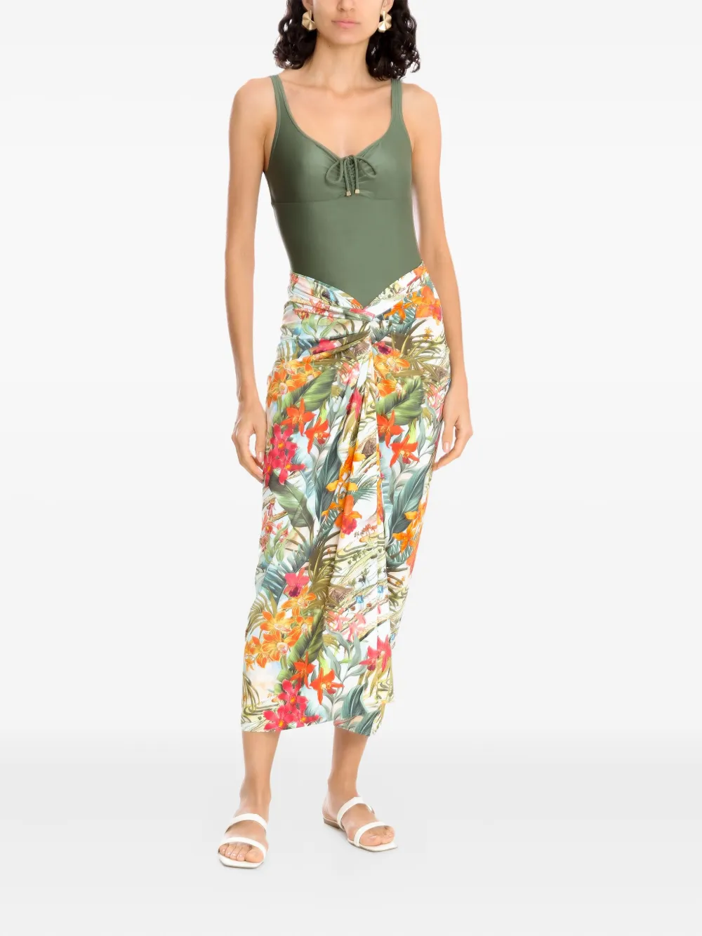 Lygia & Nanny Wikkelrok met bloemenprint Groen