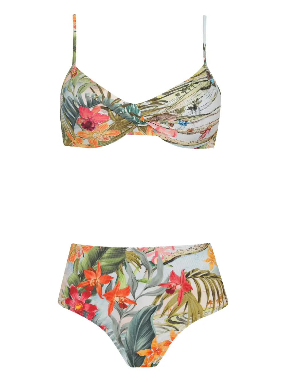 Lygia & Nanny twist-front floral-print bikini Wit