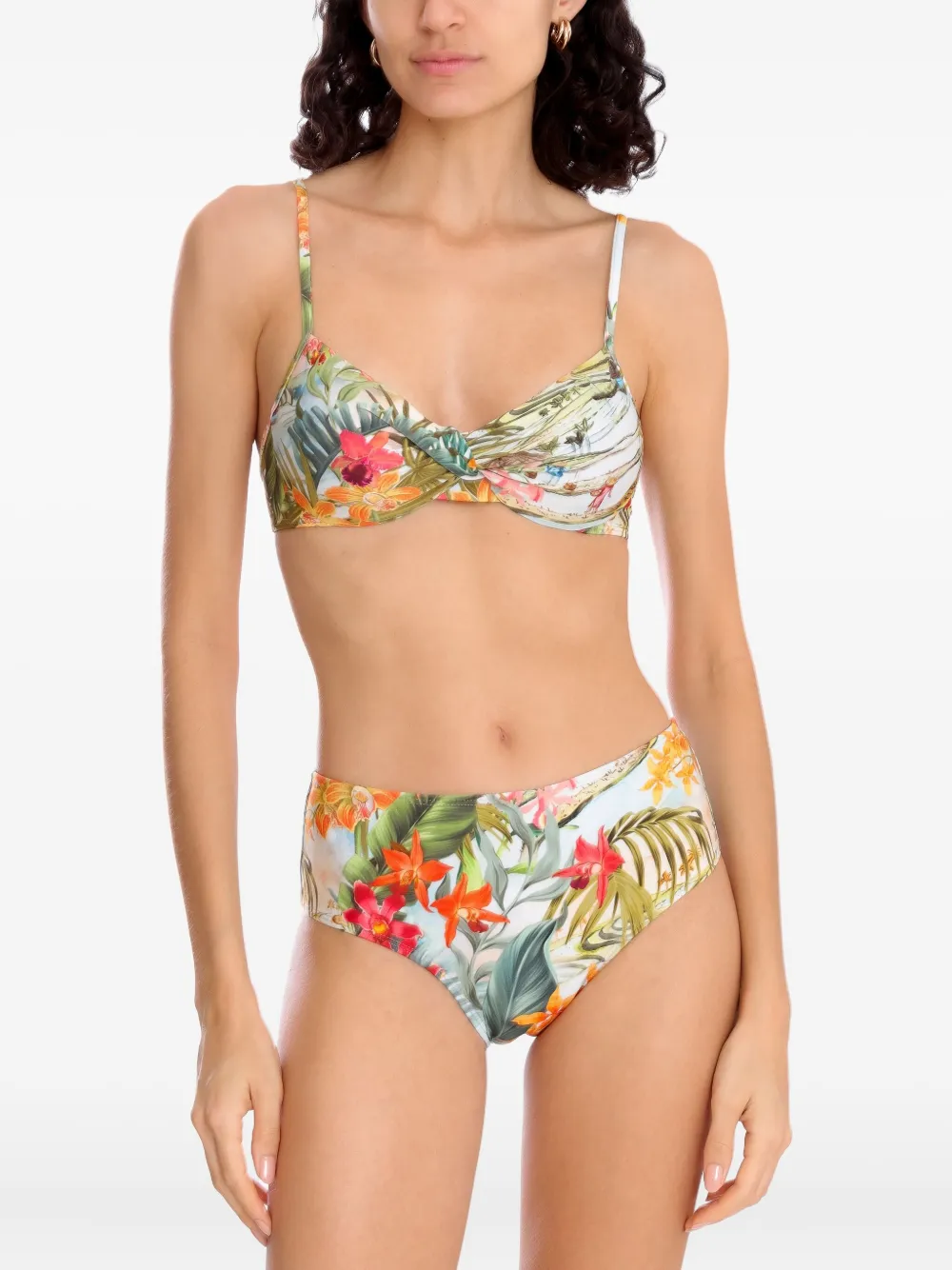 Lygia & Nanny twist-front floral-print bikini Wit