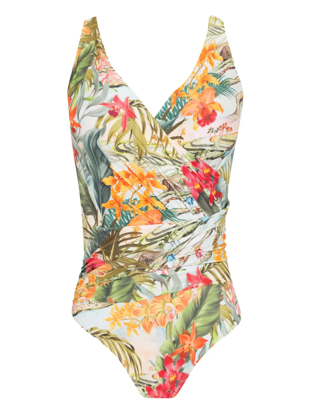 Lygia & Nanny Badpak met bloemenprint Groen