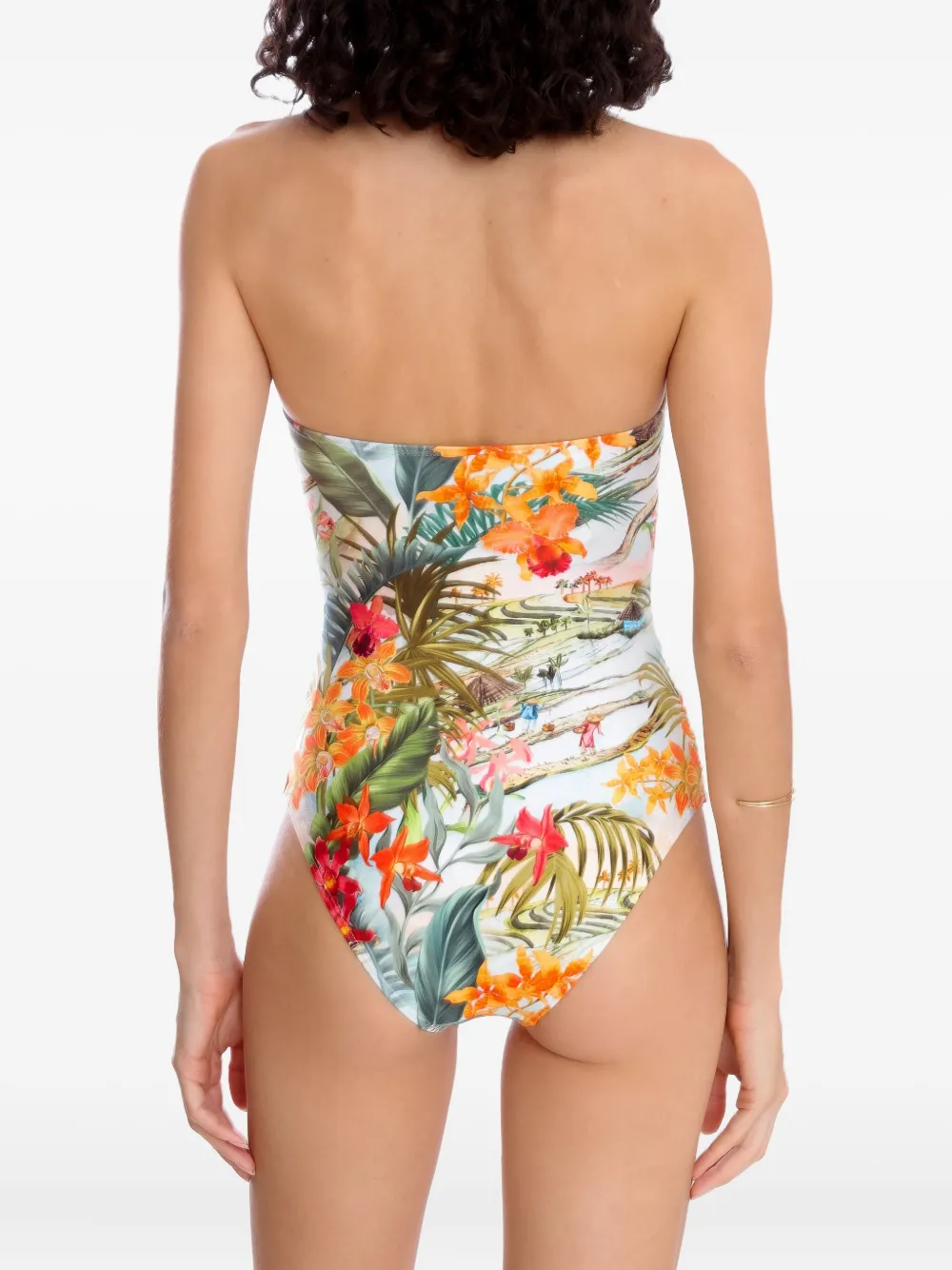 Lygia & Nanny Badpak met bloemenprint en ruches Groen