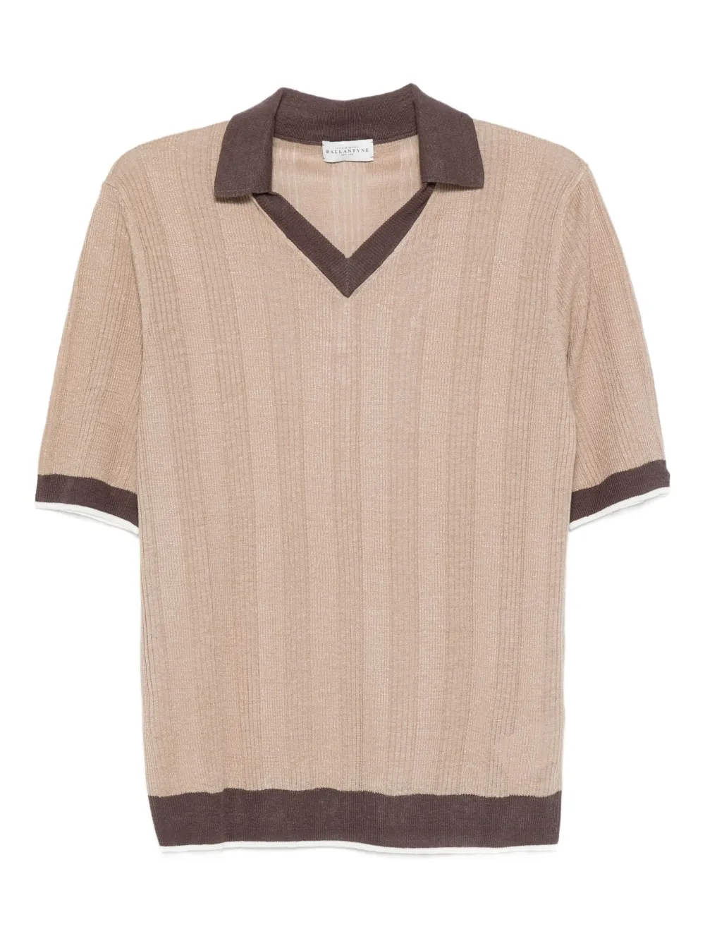 Ballantyne ribbed-knit polo-neck T-shirt | Neutrals | Image 1