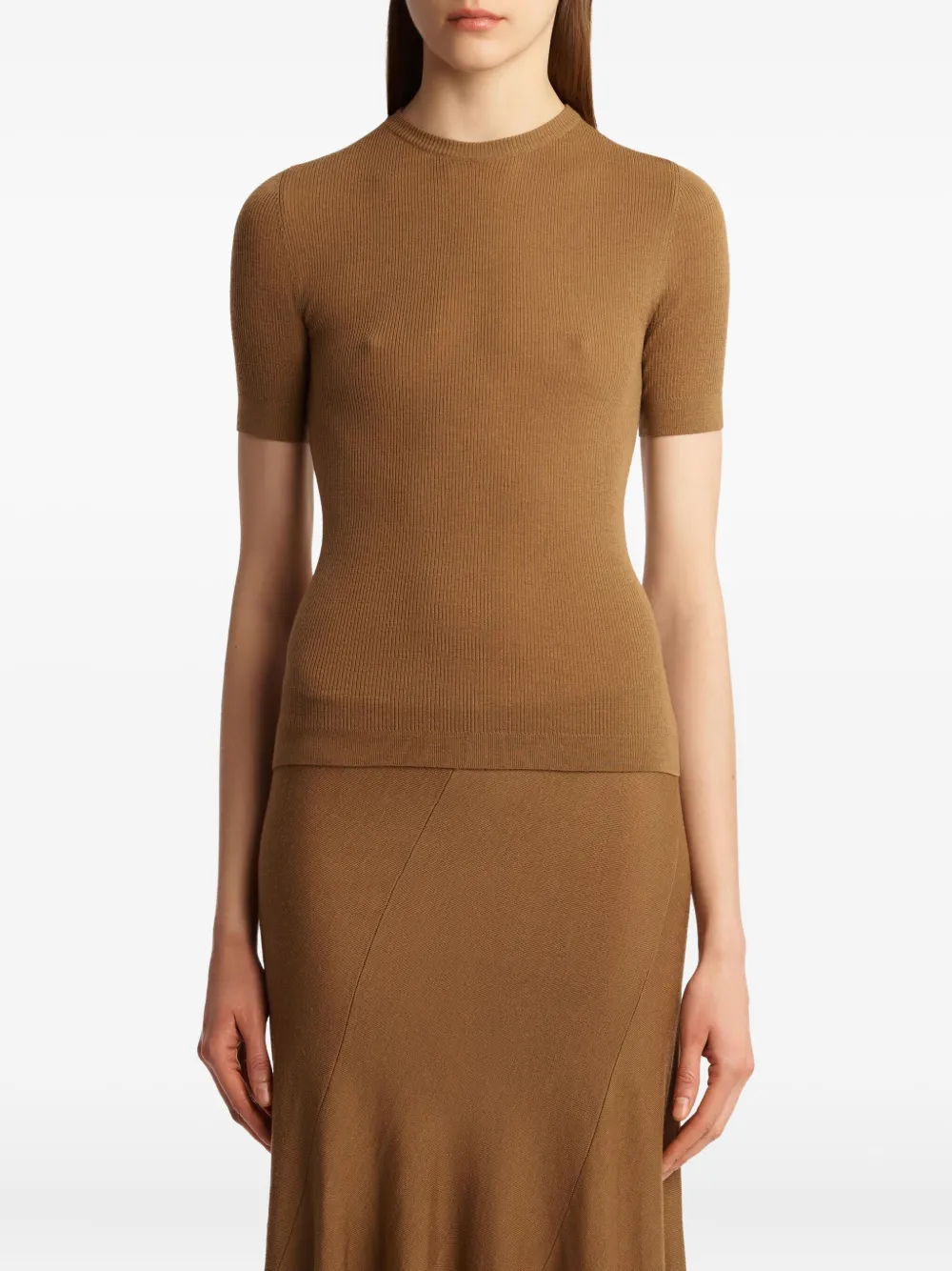 Khaite Celina Ribbed Wool-blend Top In Orange