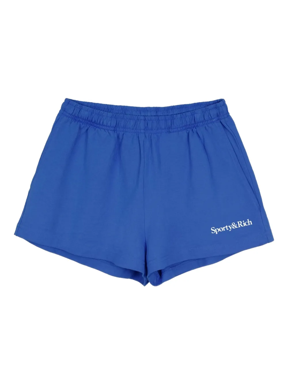 Sporty & Rich Serif Logo Disco shorts Blauw