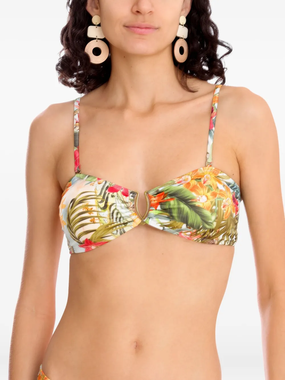 Lygia & Nanny floral-print bandeau bikini top Wit