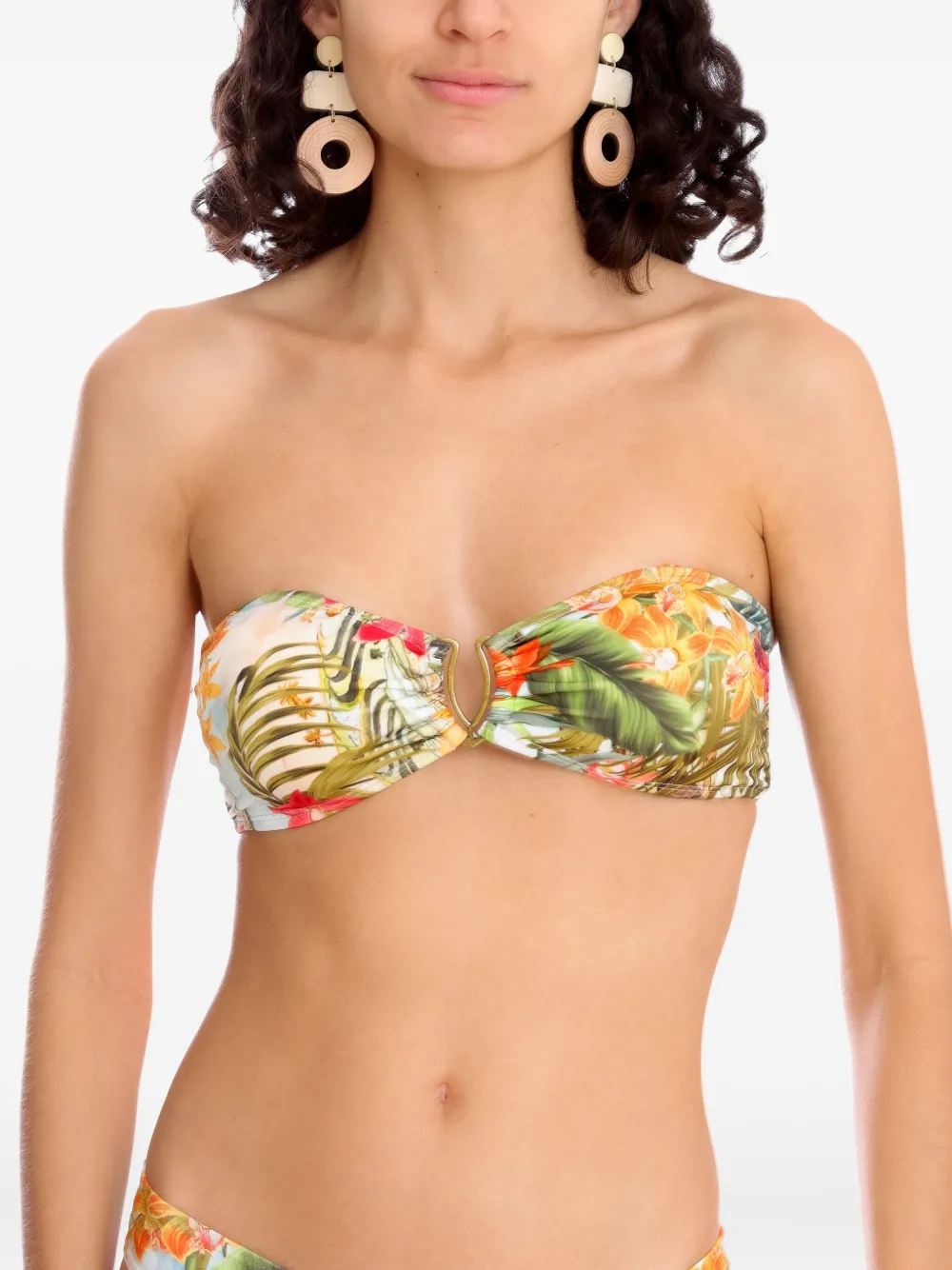Lygia & Nanny floral-print bandeau bikini top Wit