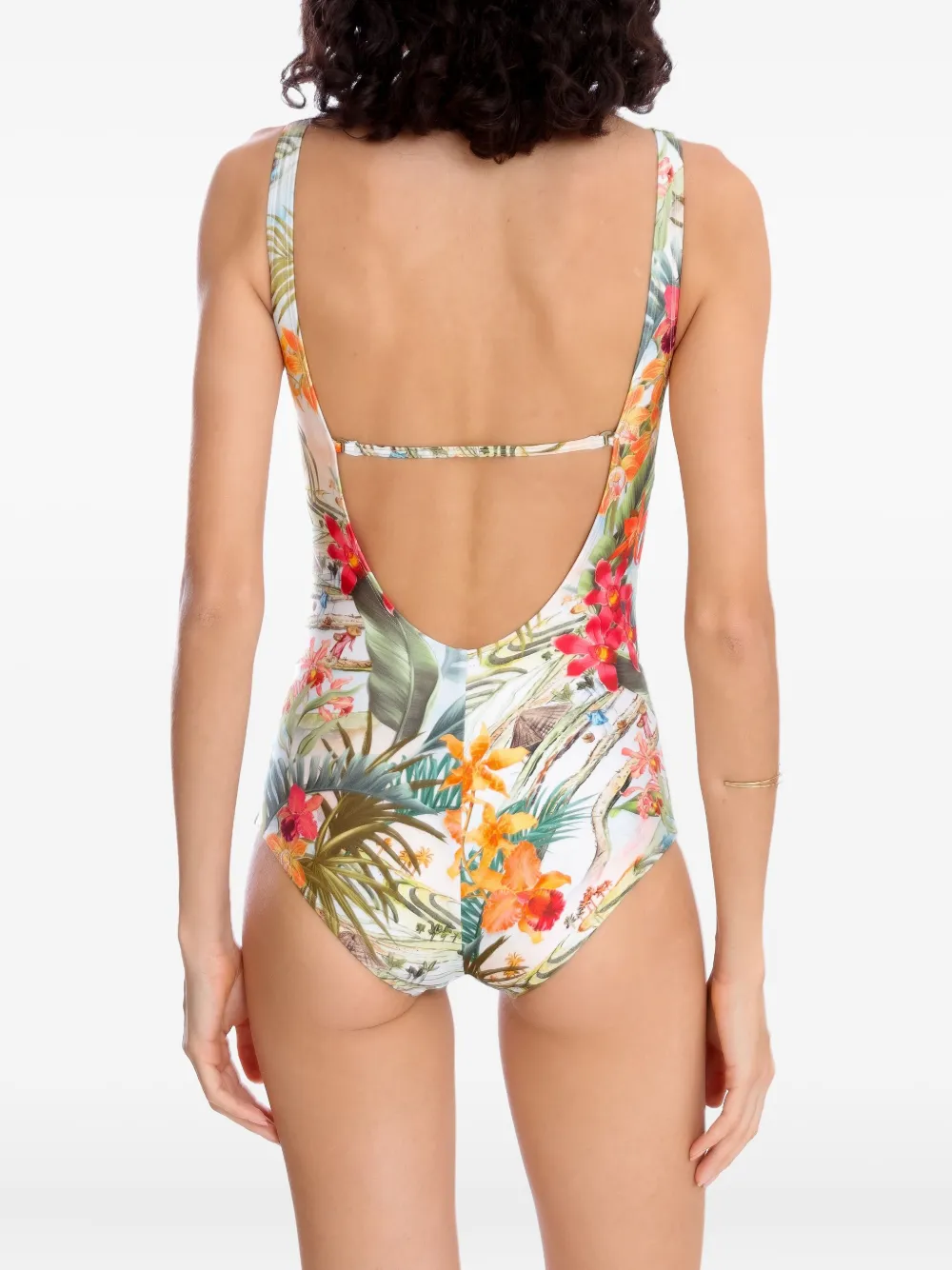 Lygia & Nanny Badpak met bloemenprint en diepe hals Groen