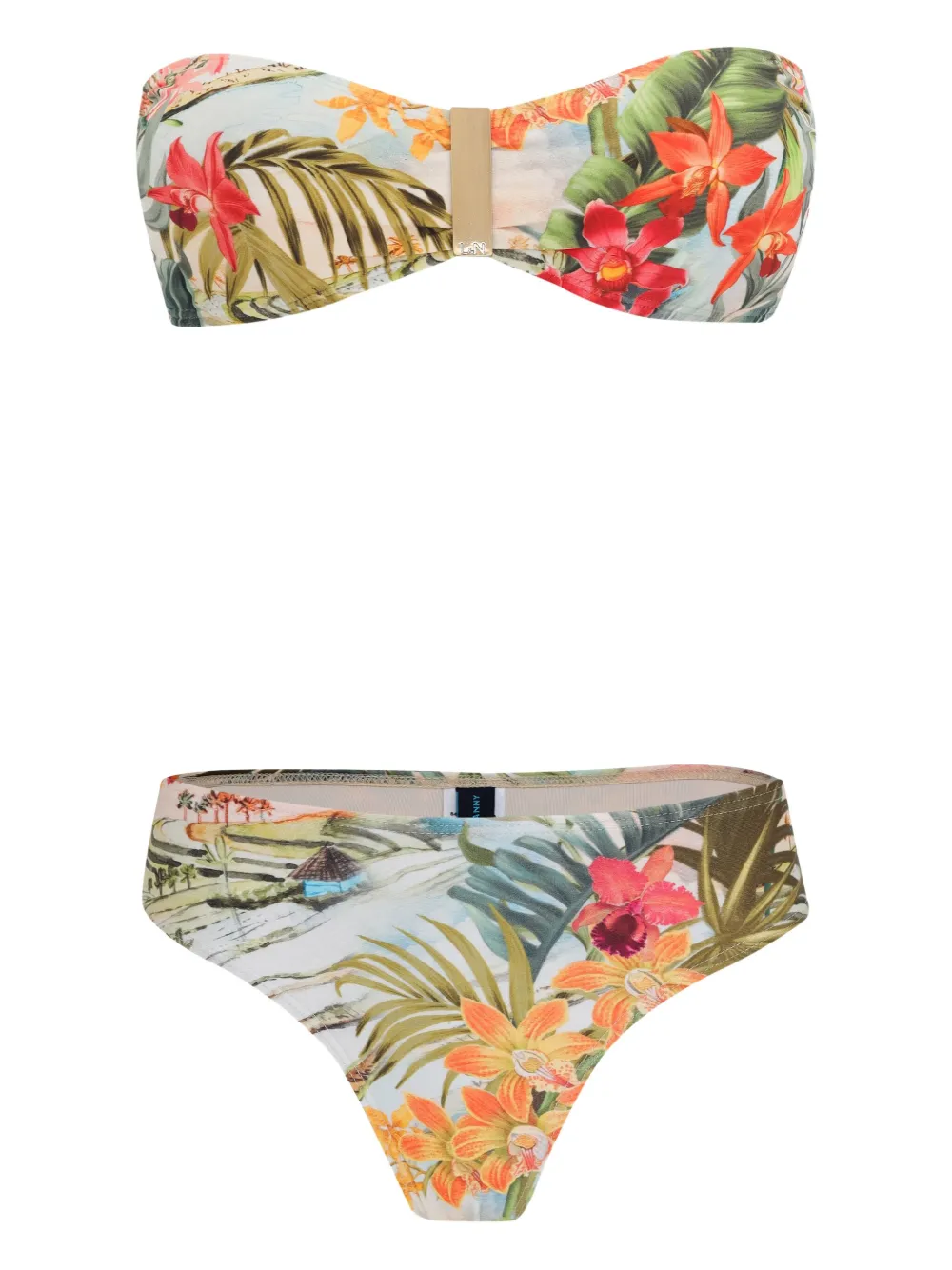 Lygia & Nanny Ester floral-print bandeau bikini Groen