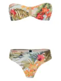 Lygia & Nanny Ester floral-print bandeau bikini - Green