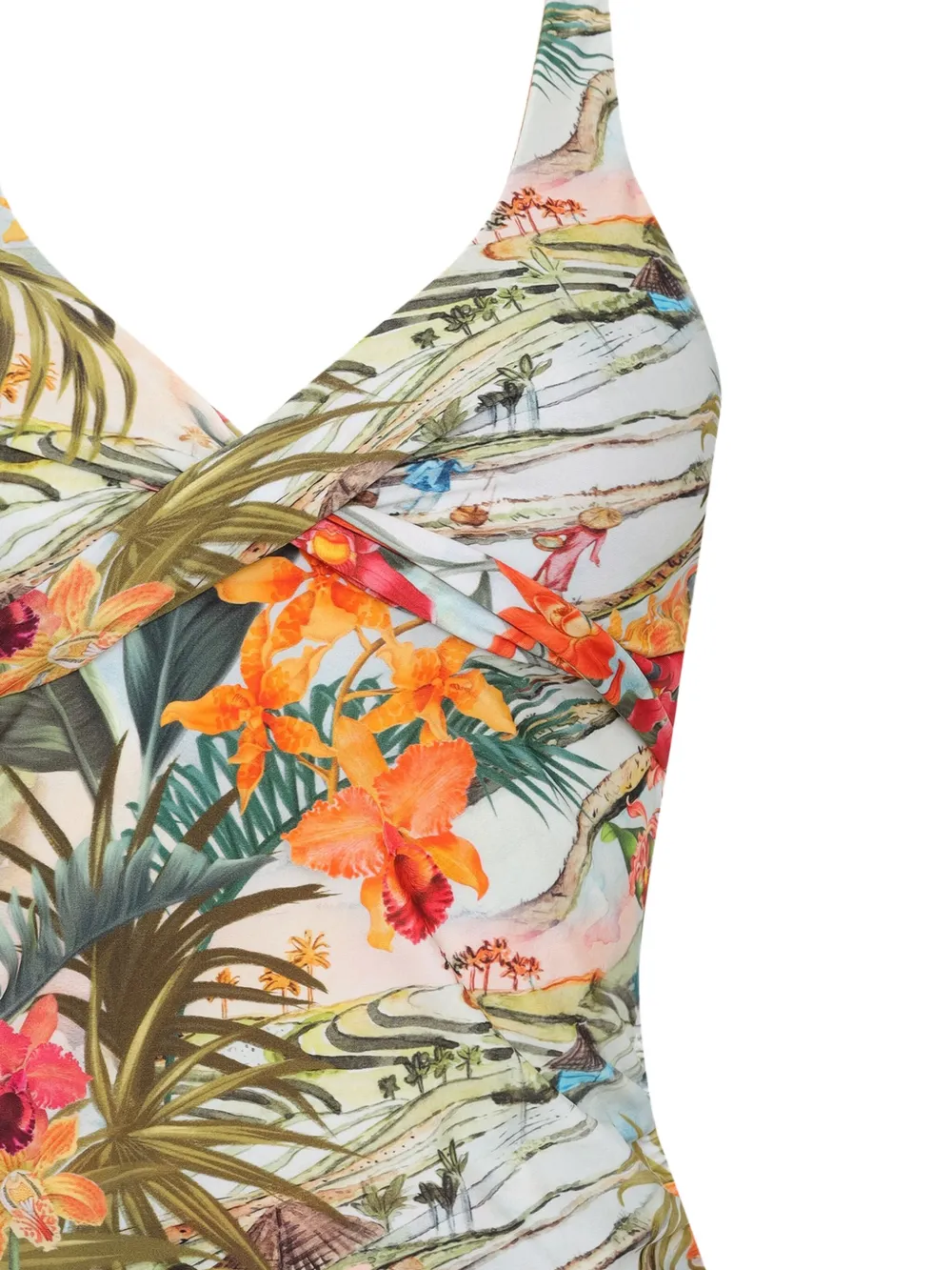 Lygia & Nanny Bruma tropical-print drawstring tankini Groen