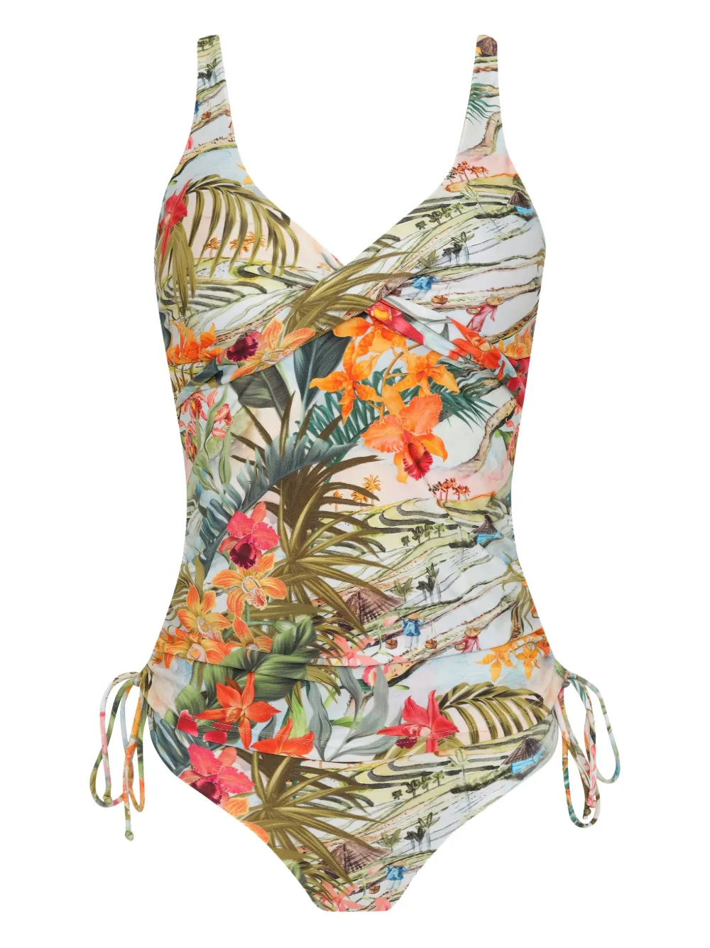 Lygia & Nanny Bruma tropical-print drawstring tankini Groen