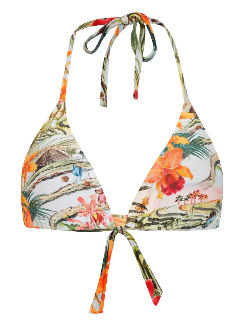 Lygia & Nanny triangle floral-print bikini top Wit