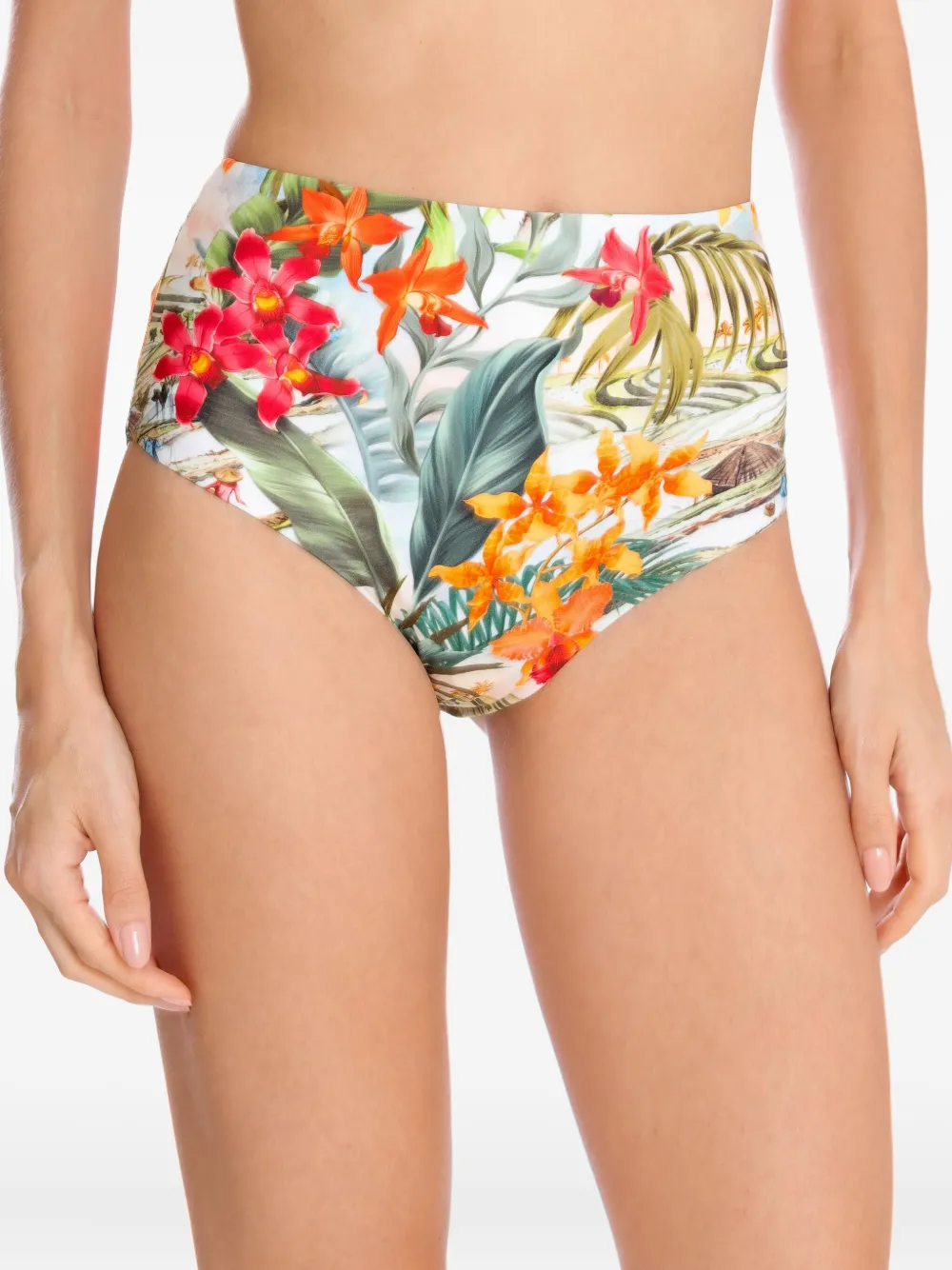 Lygia & Nanny high-waisted floral-print bikini bottoms Wit