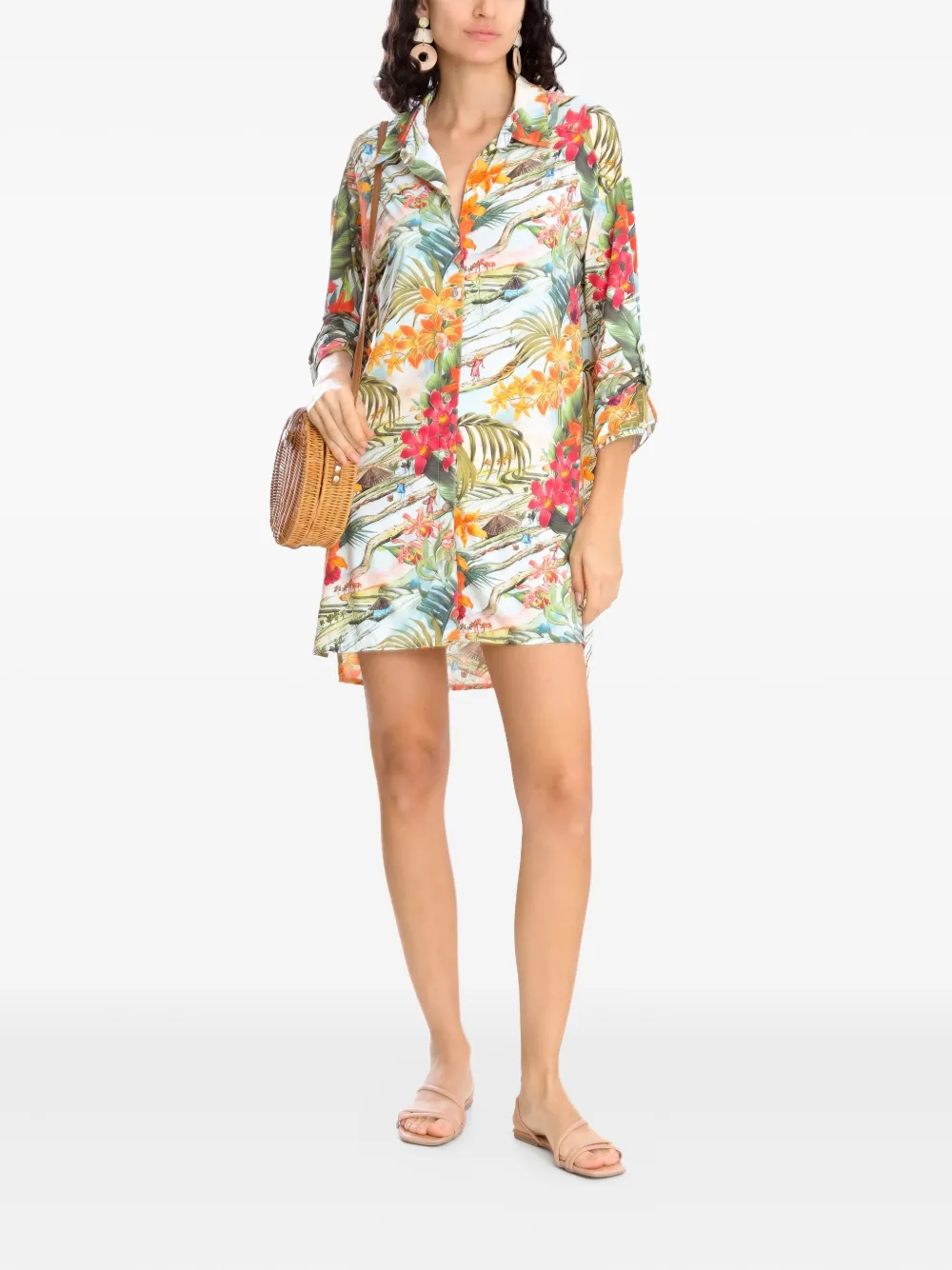 Lygia & Nanny Blousejurk met bloemenprint Geel