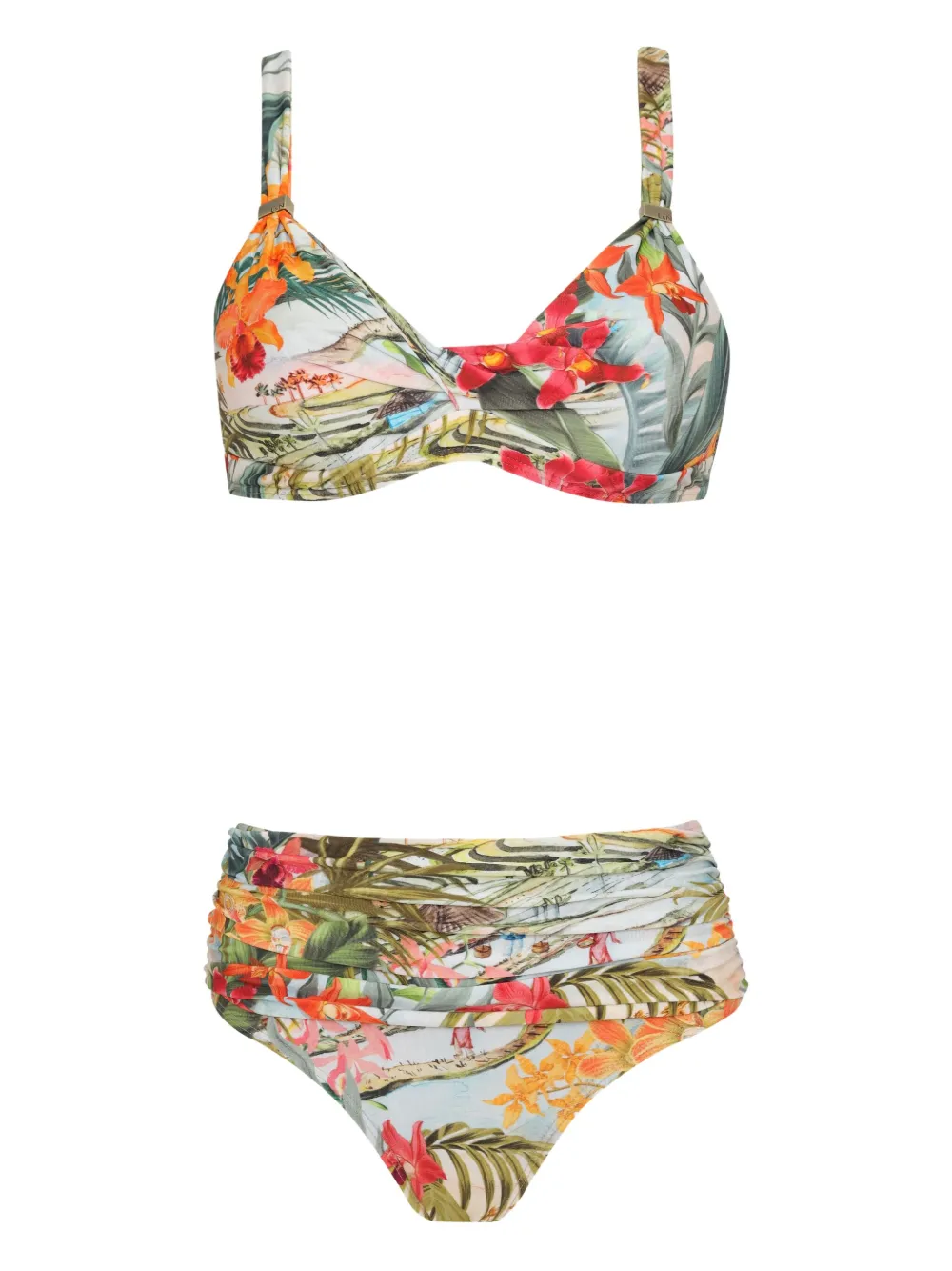 Lygia & Nanny tropical-print high-waisted bikini Groen