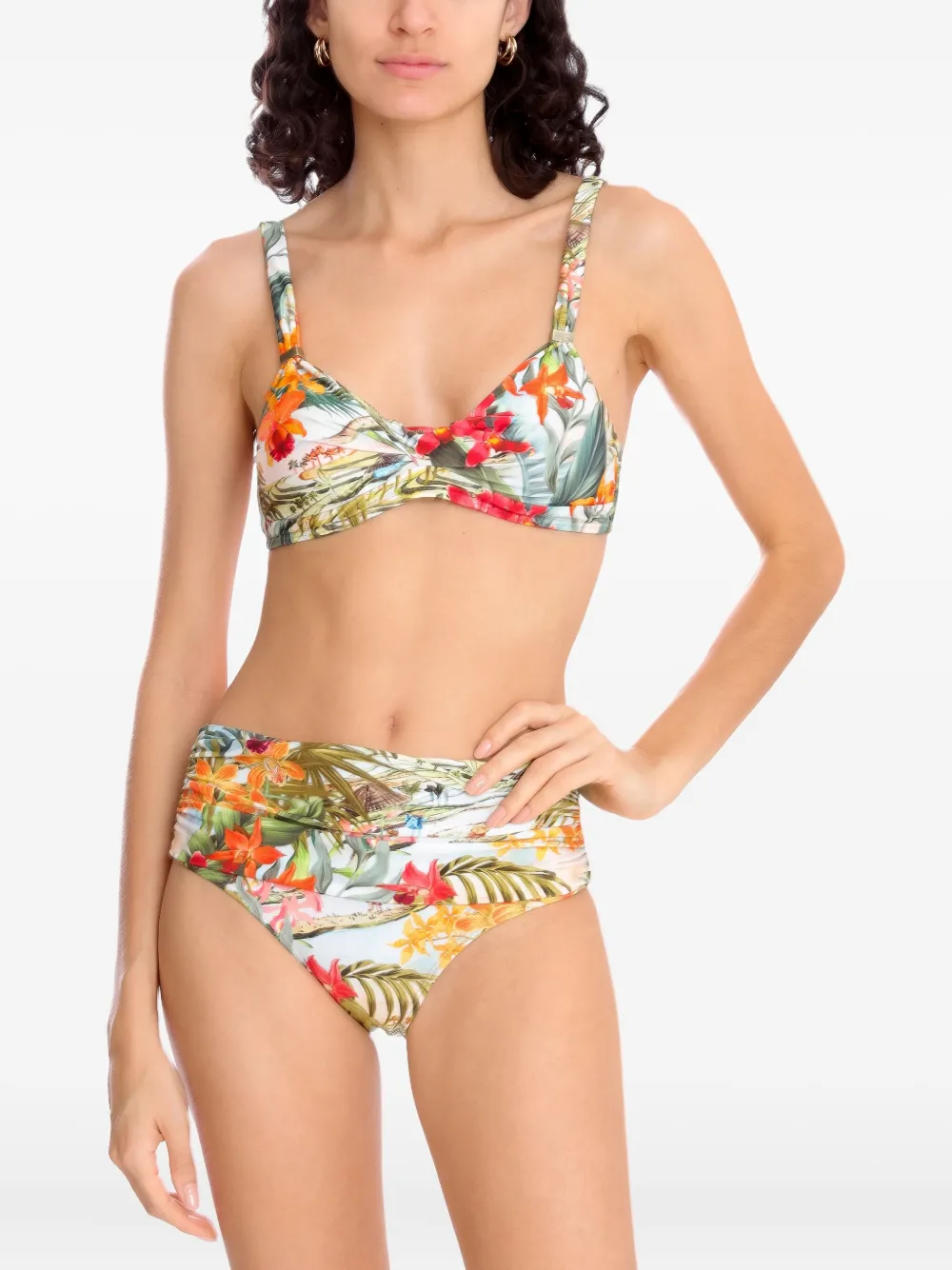 Lygia & Nanny tropical-print high-waisted bikini Groen
