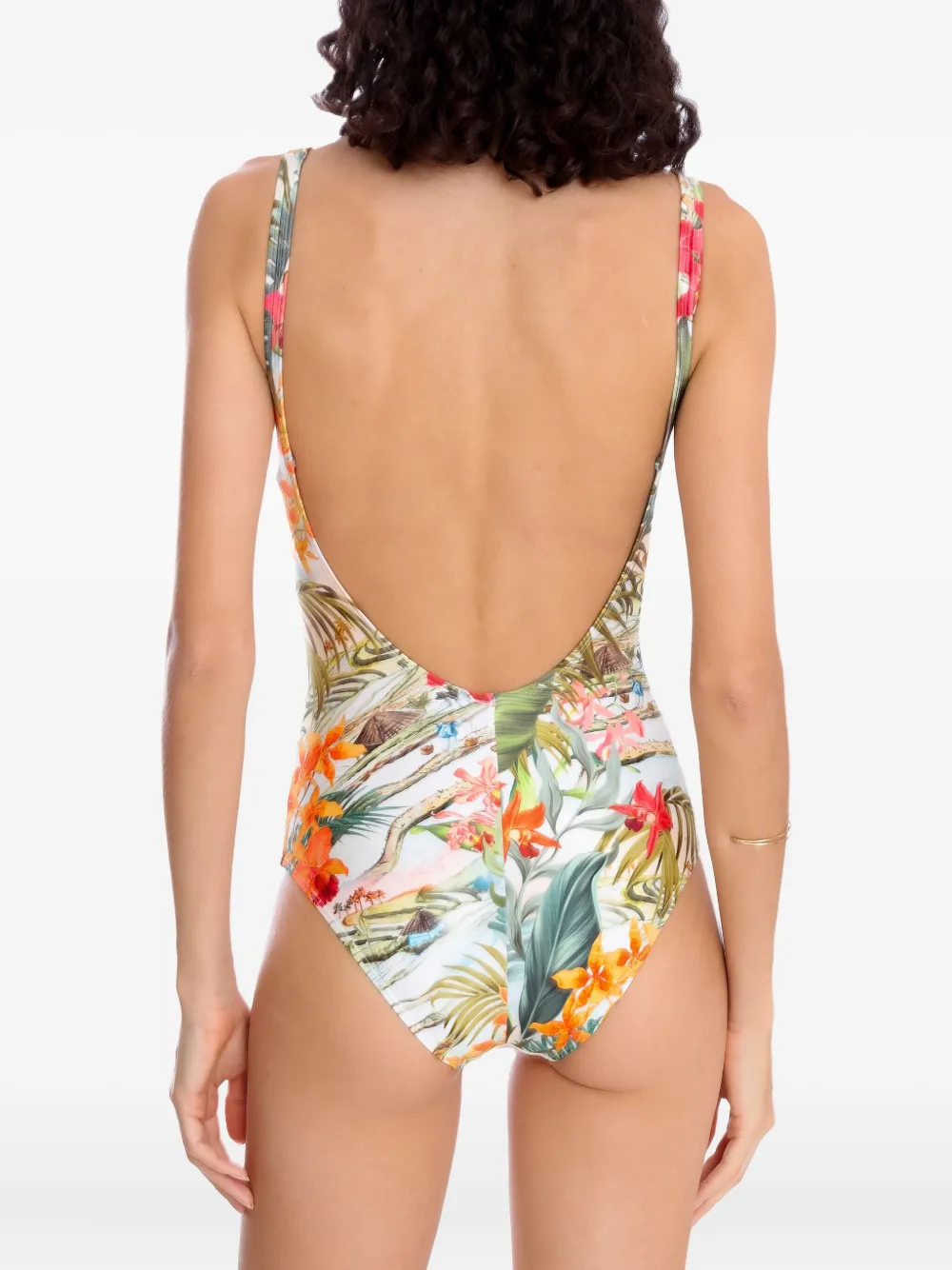Lygia & Nanny Badpak met bloemenprint Groen