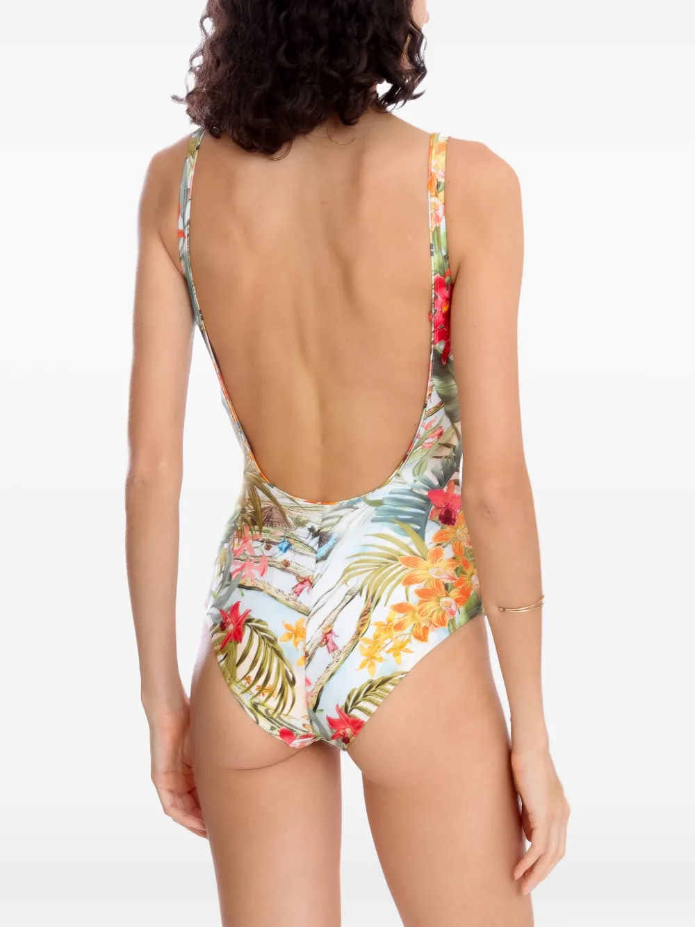 Lygia & Nanny Badpak met bloemenprint Groen
