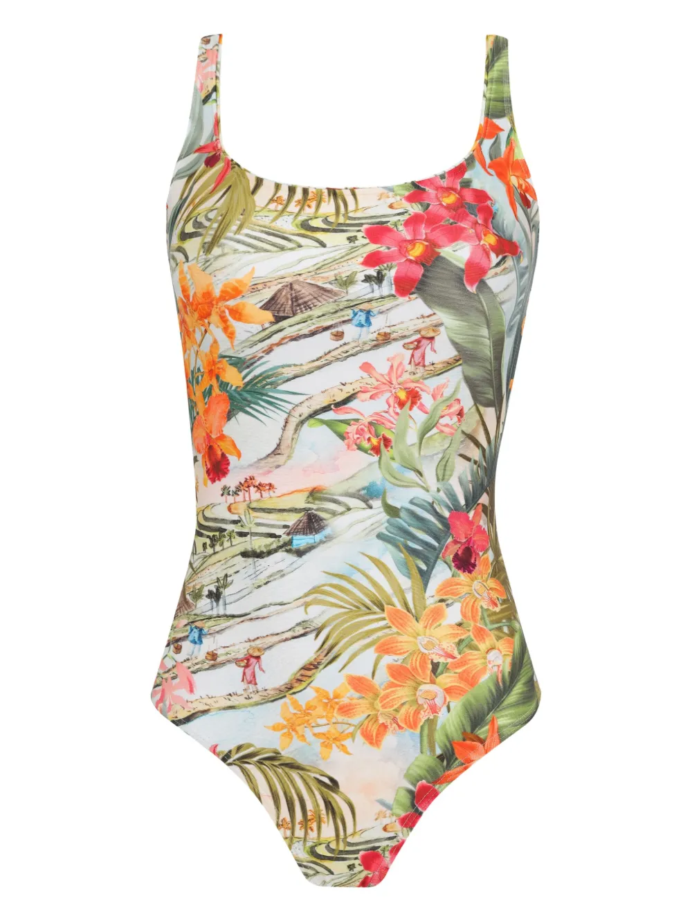 Lygia & Nanny Badpak met bloemenprint Groen
