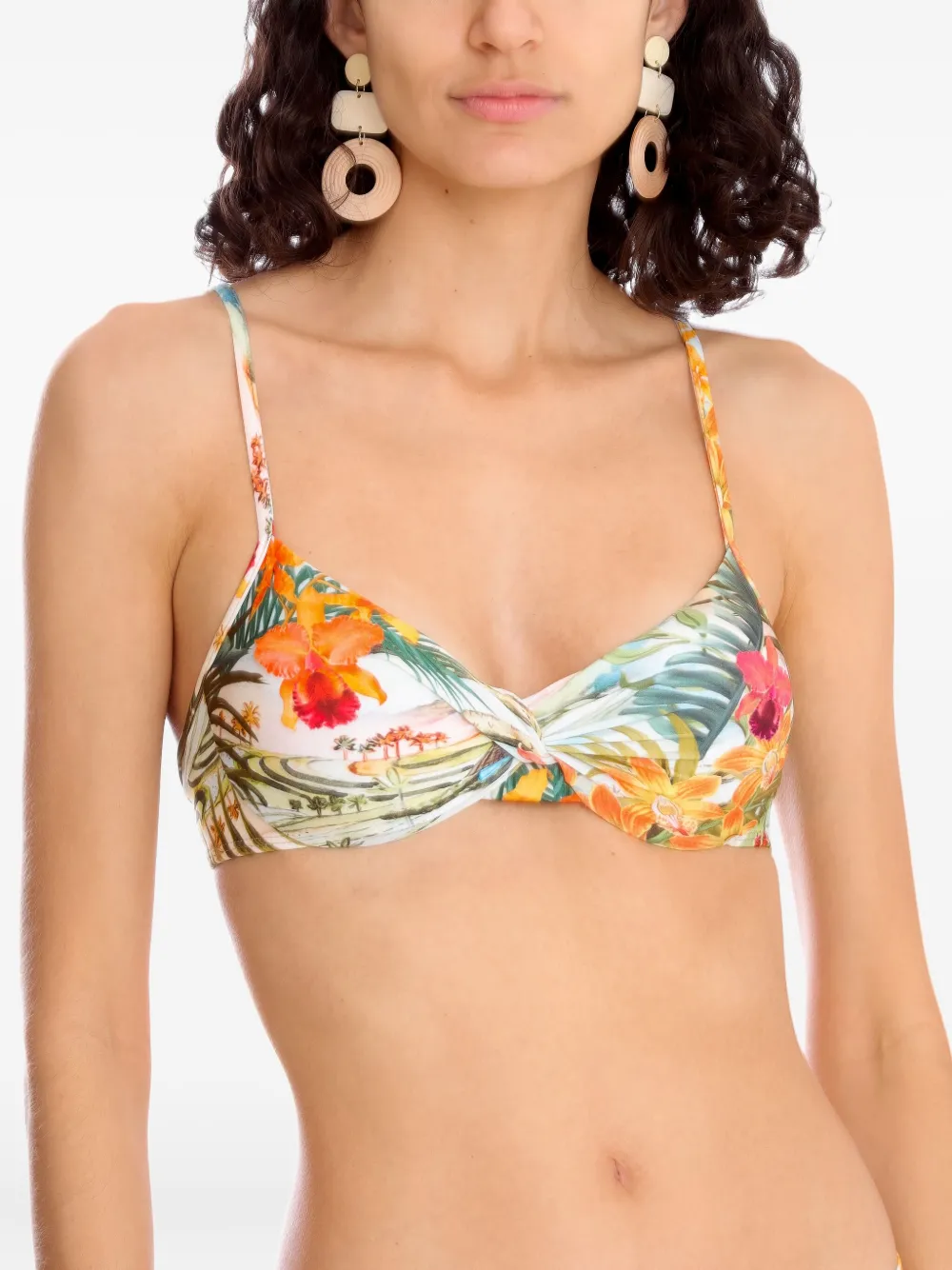 Lygia & Nanny twist-front floral bikini top Wit