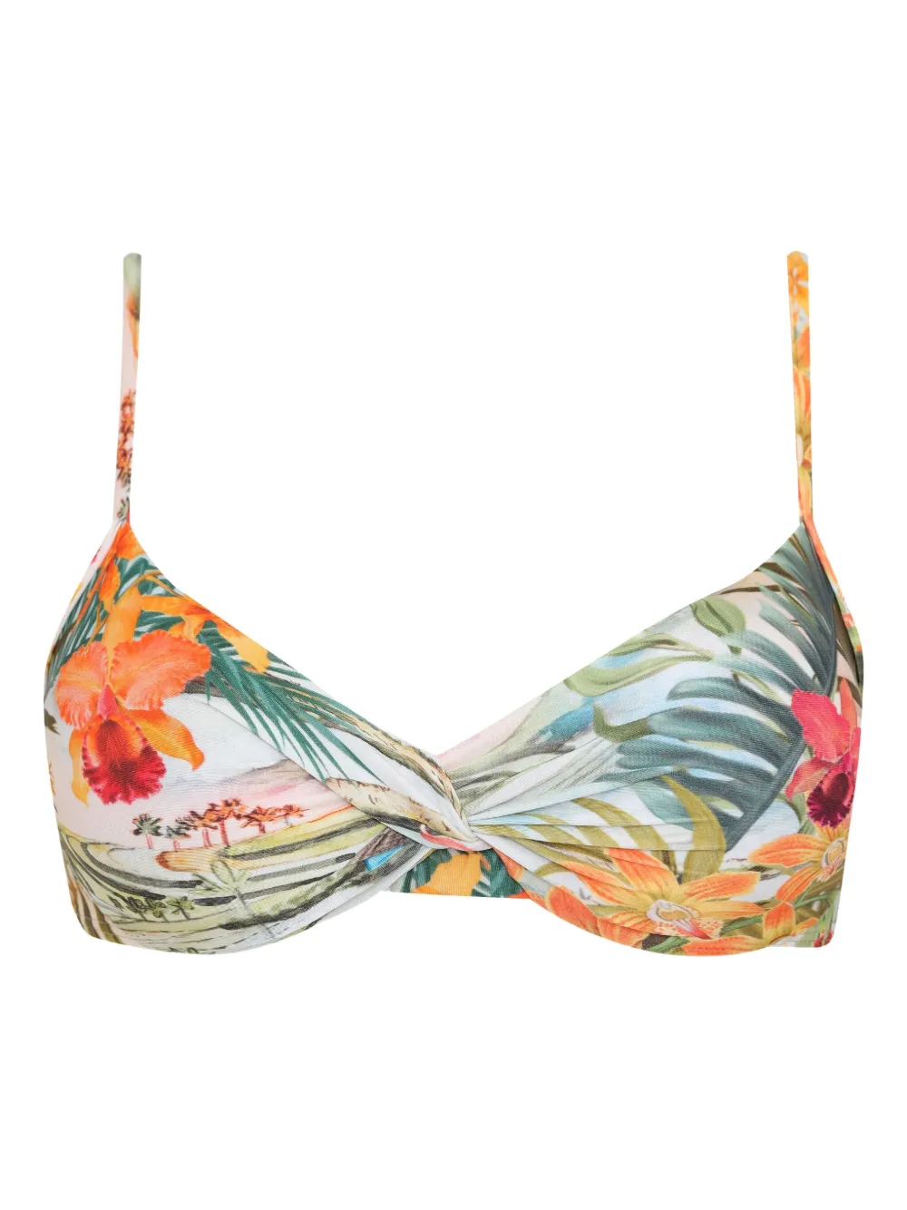 Lygia & Nanny twist-front floral bikini top Wit