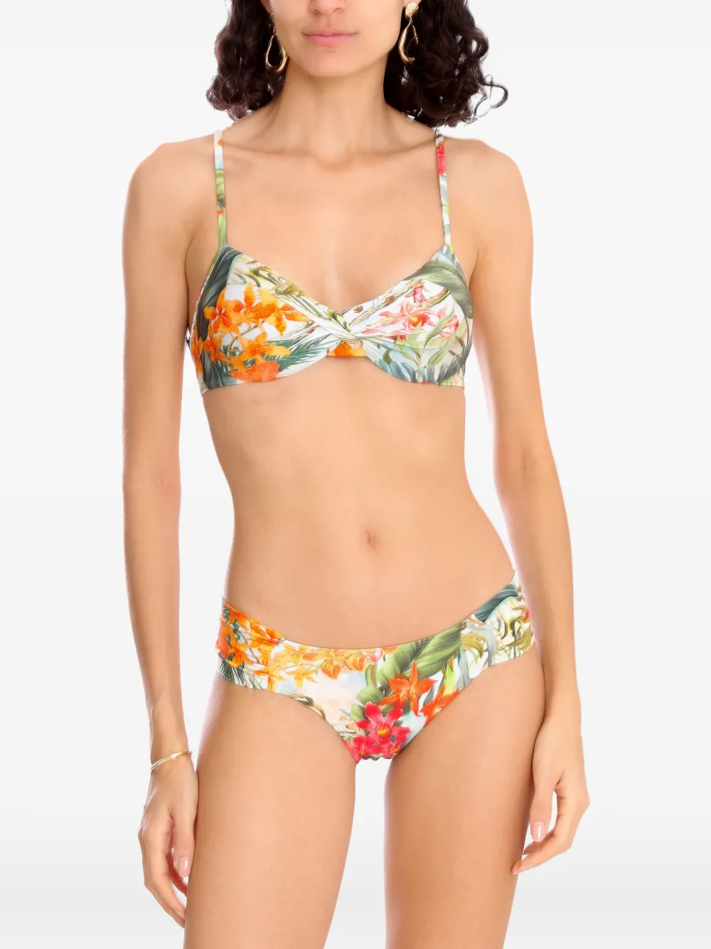 Lygia & Nanny twist-front floral-print bikini Wit
