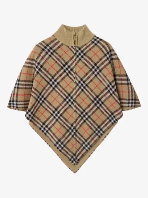 Burberry Kids cape en laine à carreaux