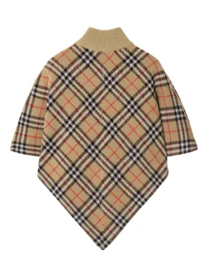 BURBERRY チェック柄 子供Mサイズ　ケープ　ニット 即納】140cmチェック柄ケープ | MERRY MERRY VERY