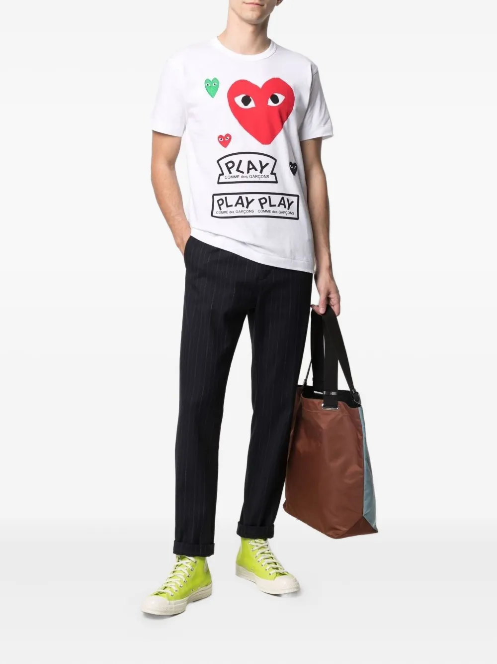Comme Des Garçons Play Heart-print Cotton T-shirt In Multi