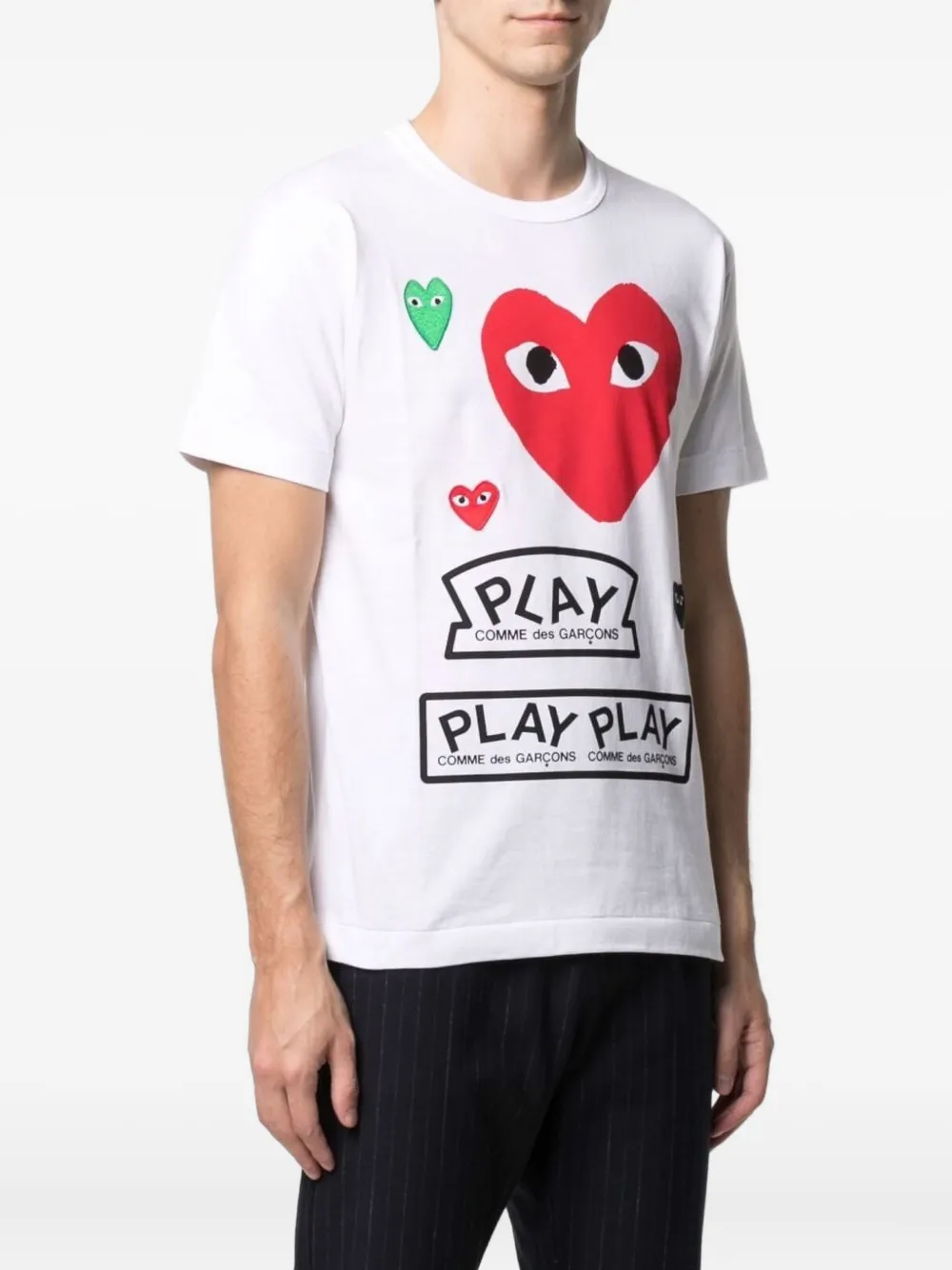 Comme Des Garçons Play Heart-print Cotton T-shirt In Multi