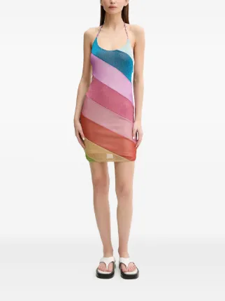 Kurt Geiger London Rainbow Stripe Mini Dress | Pink | FARFETCH