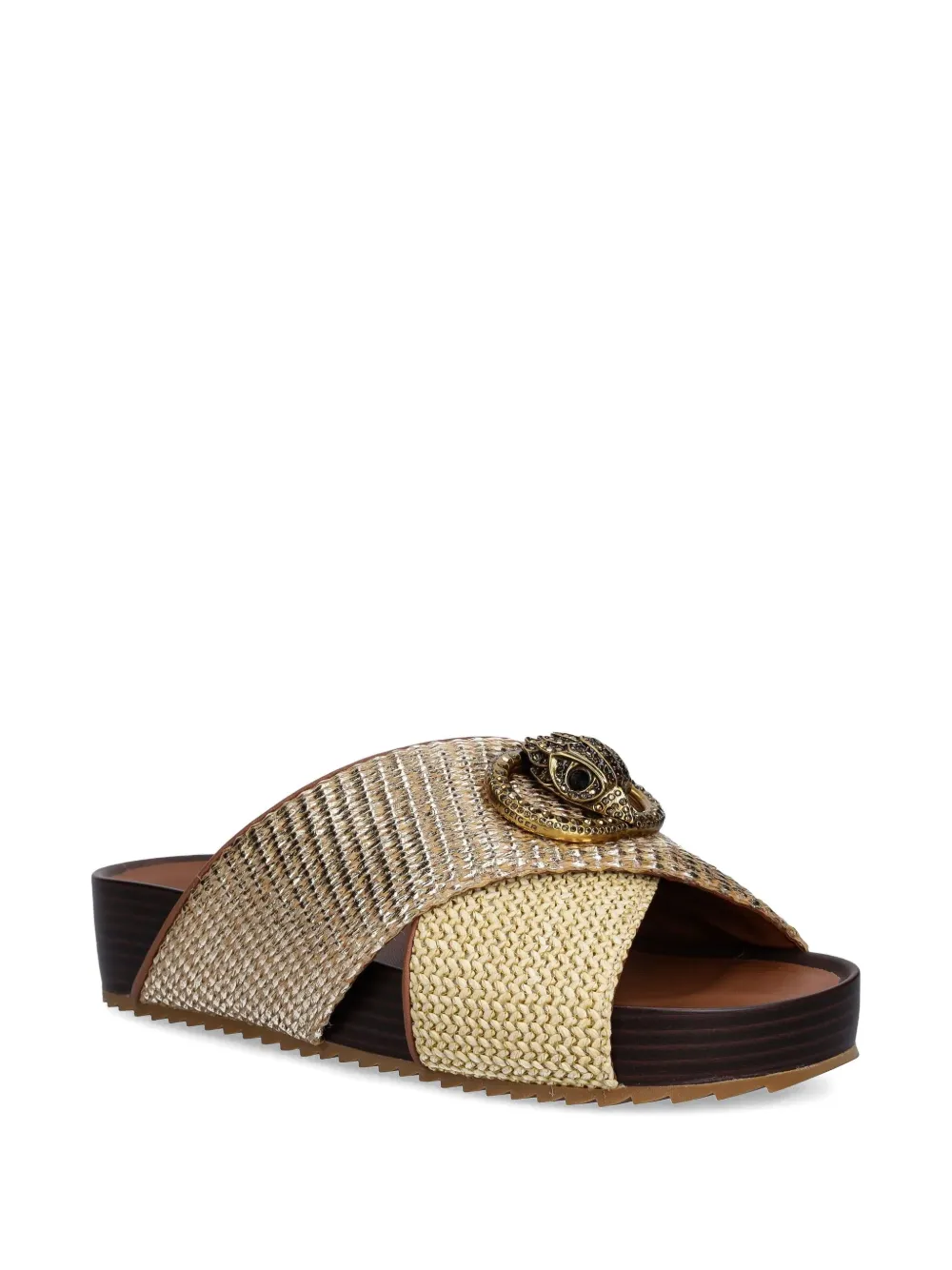 Kurt Geiger London Chelsea cross-strap flat sandals Gold