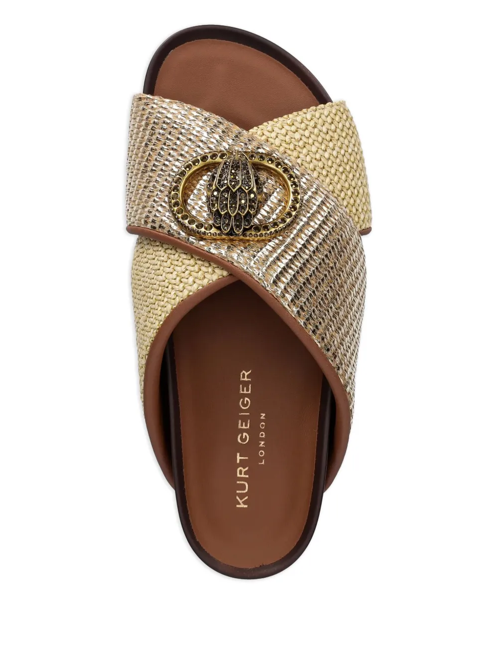 Kurt Geiger London Chelsea cross-strap flat sandals Gold