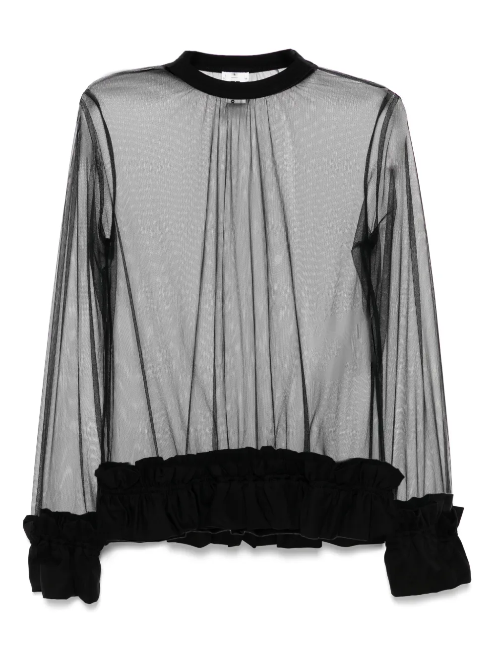 sheer long-sleeved top